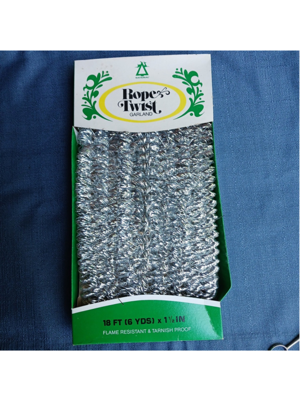 Vtg NOS Rope And Twist Garland 18 Ft 6 Yd Flame Resistance New In Box VHTF